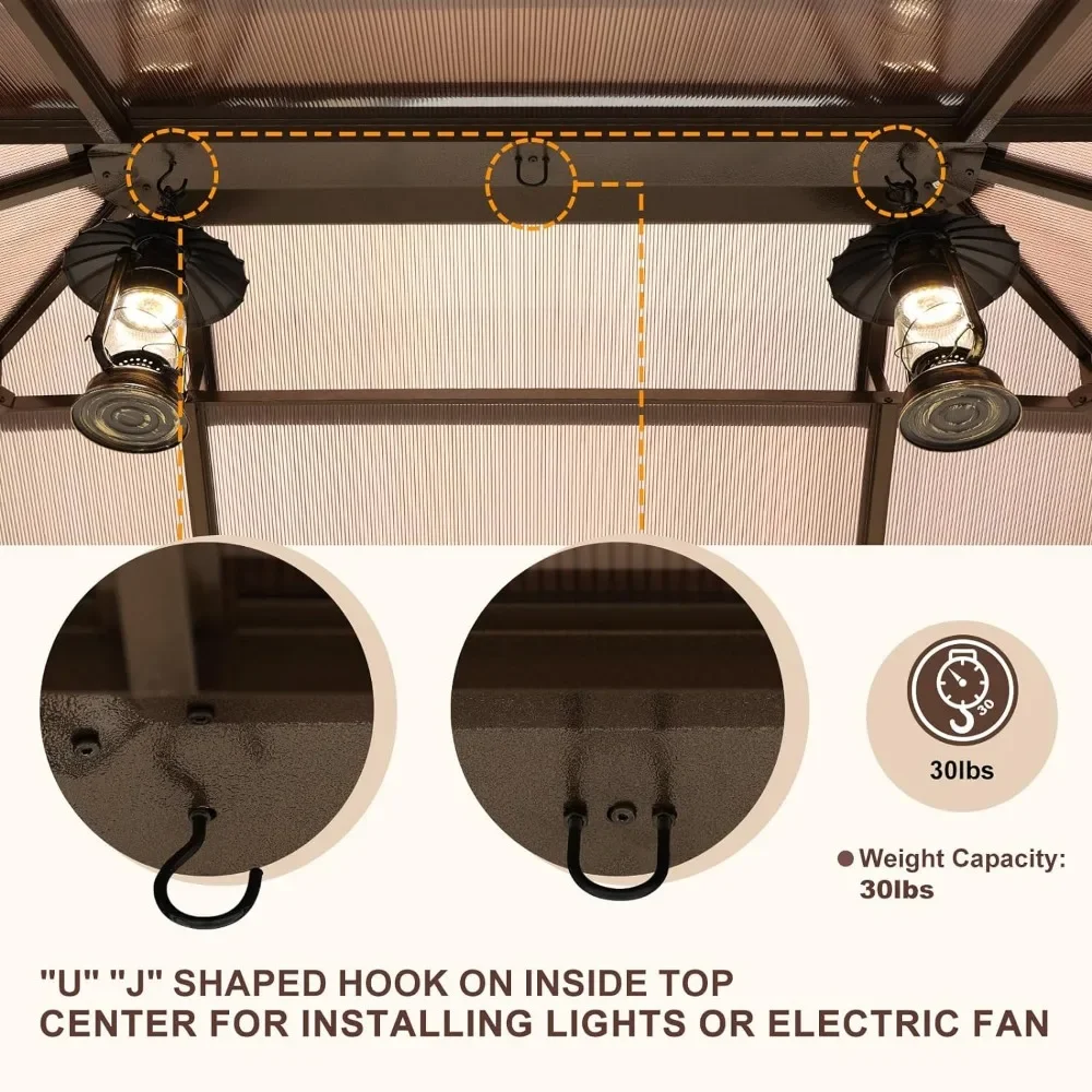 Gazébo avec rideaux en filet газоébo rigide extérieur marron модификации для туалета pour jardin errasse arère-cour