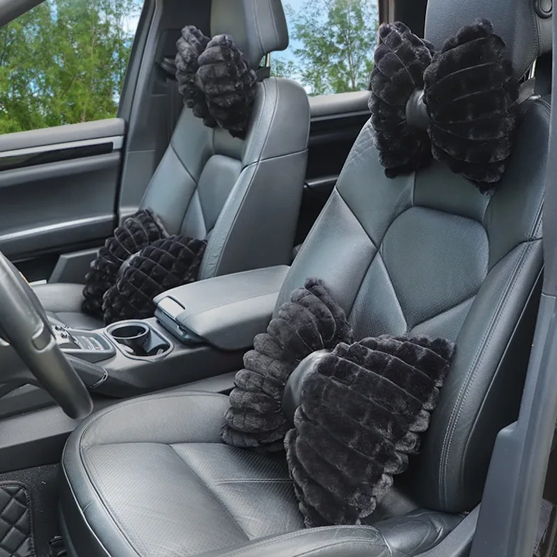 

Car Headrests, Waist Cushions, Plush Soft Car Seats, Neck Protectors, Headrests, Winter Warm Plaid Car Headrests