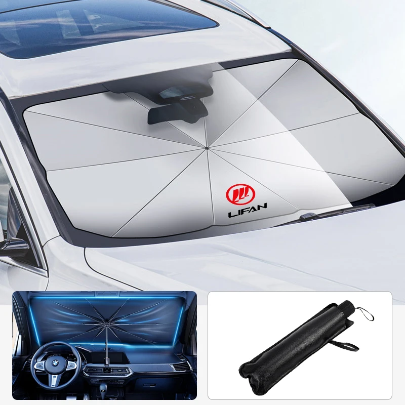 

Car Logo Foldable Sun Umbrella Windshield UV Sun Shade Umbrella For Lifan Solano X60 125CC X50 320 Car UV Protection Umbrella