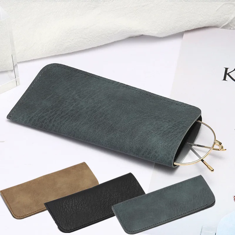 

Soft Leather Simple Eyewear Storage Bags Reading Glasses Bag Case Waterproof Solid Sun Glasses Pouch Eyewear Accessories