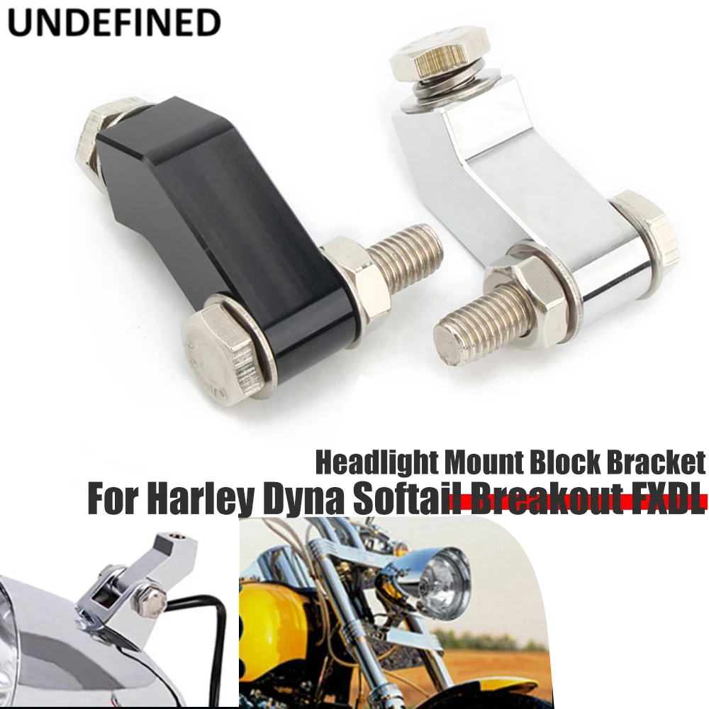 Headlight Mount Block Bracket Extension w/ 3/4" I.D For Harley Dyna Softail Breakout FXDL Bobber Chopper Cruiser Motorcycle CNC