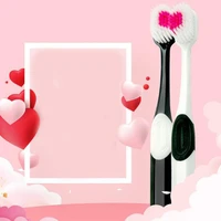 2 soft hair heart shaped lovers toothbrush environmental protection adult toothbrush lovers love toothbrush two pack