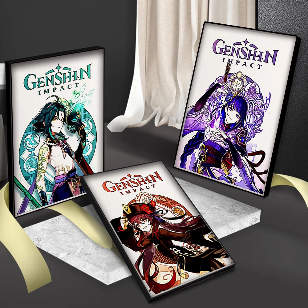 

Аниме Фигурка геймера геншин ударный постер Xiao Hu Tao Sho Zhongli холст постеры эстетика настенное искусство кавайный Декор для комнаты домашний декор