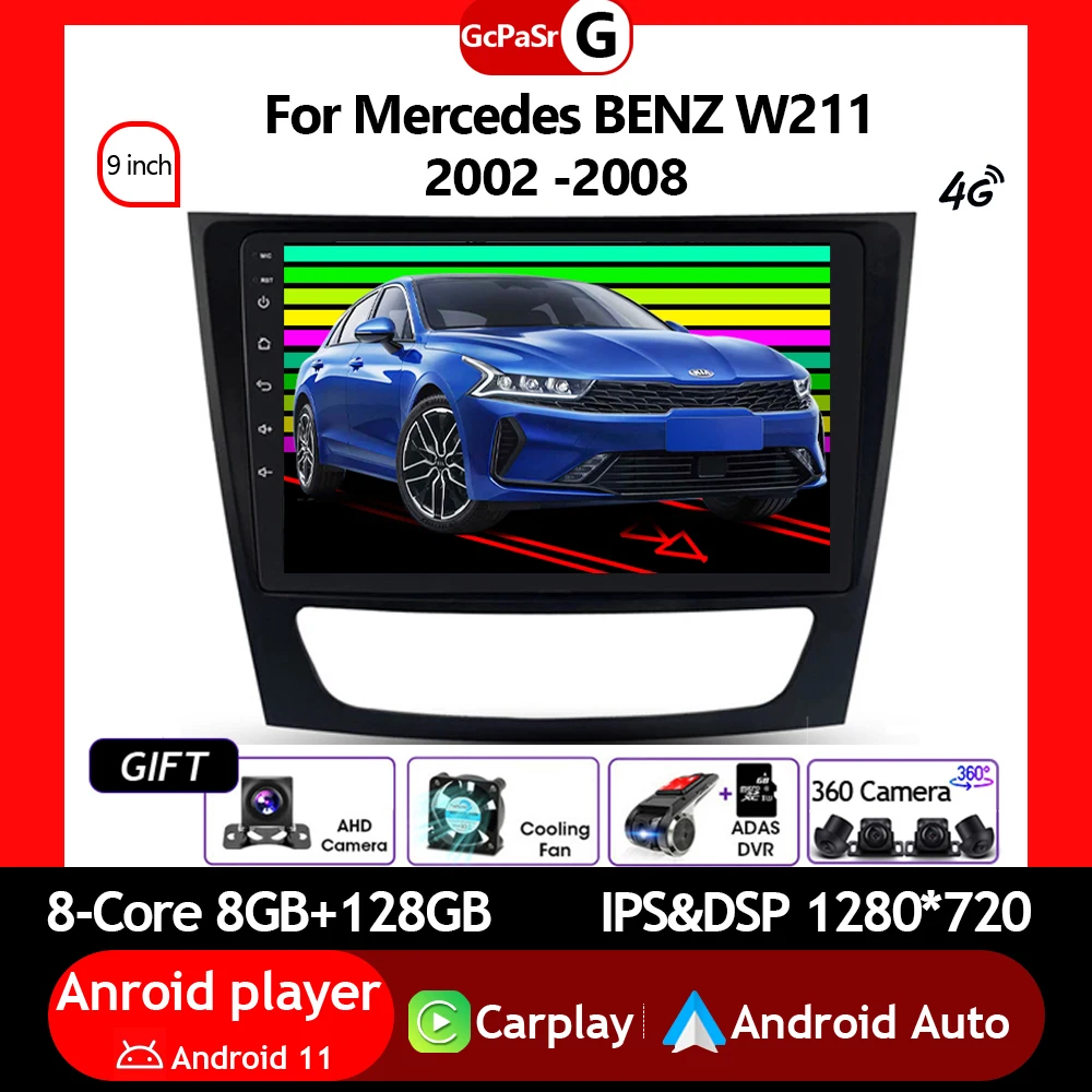Автомагнитола для Mercedes BENZ W211 W219 W463 CLS350 CLS500 CLS55 E200 E220 2002 Android11