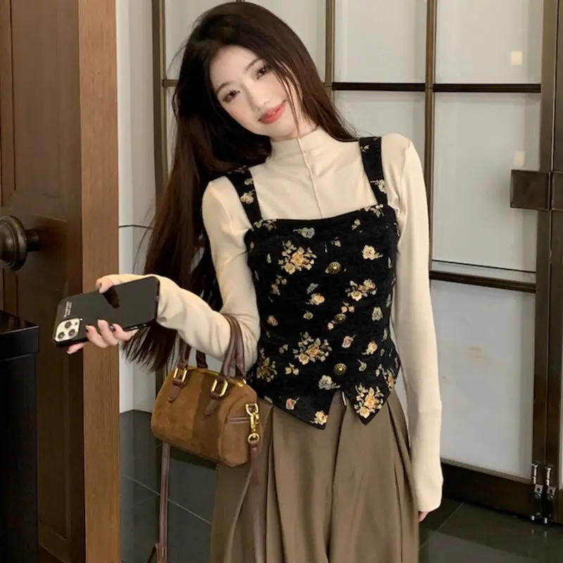 Жаккардовая майка Xian однотонный стильный комплект из трех предметов Свободные