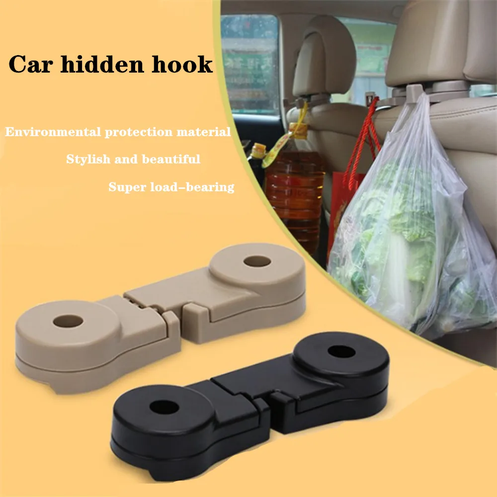 

2Pcs 270 Degree Rotatable Car Headrest Hook Auto Back Seat Organizer for Hanging Bag Purse Grocery Coat Clothes