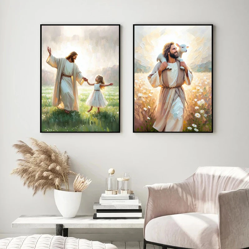 Плакат с Иисусом и девушкой лечебное Обнимание всегда вами Картина на холсте