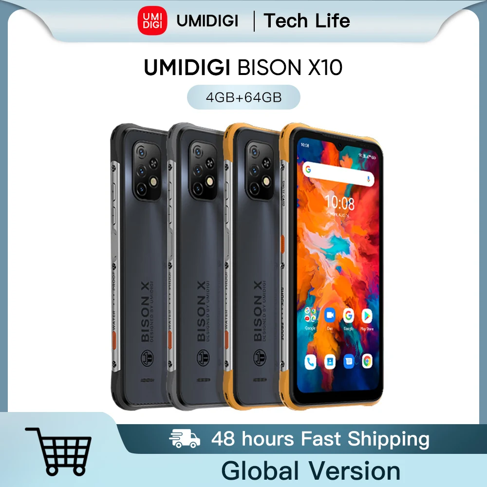 global version umidigi bison x10 rugged smartphone ip68ip69k 64gb nfc 20mp triple camera 6150mah phone bisonx free global shipping
