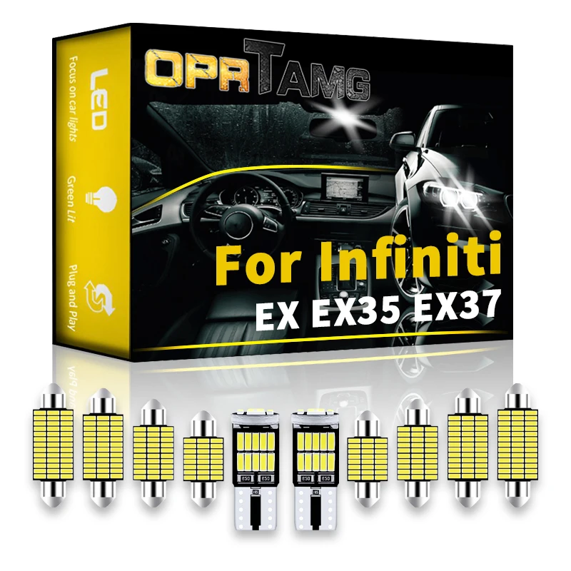 

OPRTAMG Canbus для Infiniti EX EX35 EX37 2004 2005 2006 2007 2008 -2022 комплект автомобисветильник светодиодных ламп для салона номерного знака