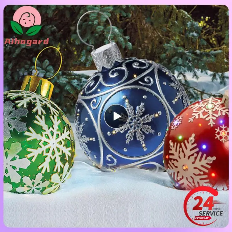

60CM Outdoor Christmas Inflatable Decorated Ball PVC Giant Big Ball Xmas Tree Decoration Christmas Outdoor Toy Ball For Home