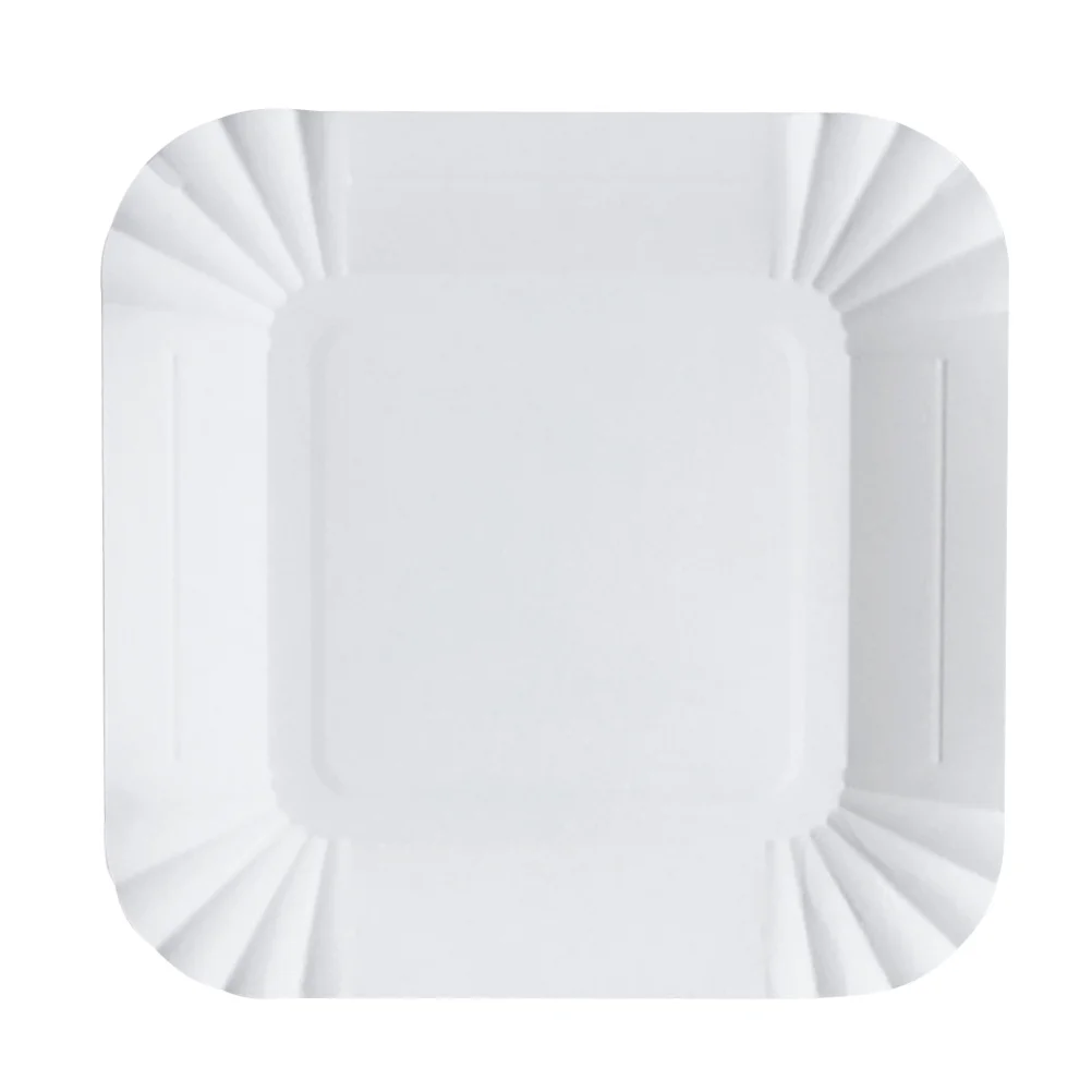

100 Pcs White Dishes Cake Paper Plates White Square Plates Tableware Disposable Plates Saucers Cake Disposable Plates Cake Pan