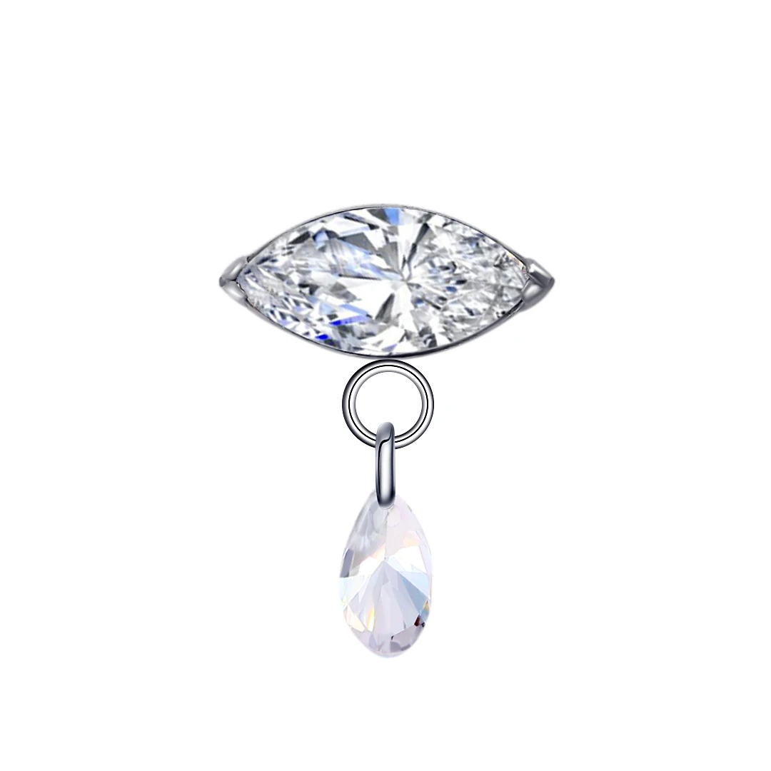 Модные F136 титановые серьги для пирсинга с внутренней резьбой в форме капли воды