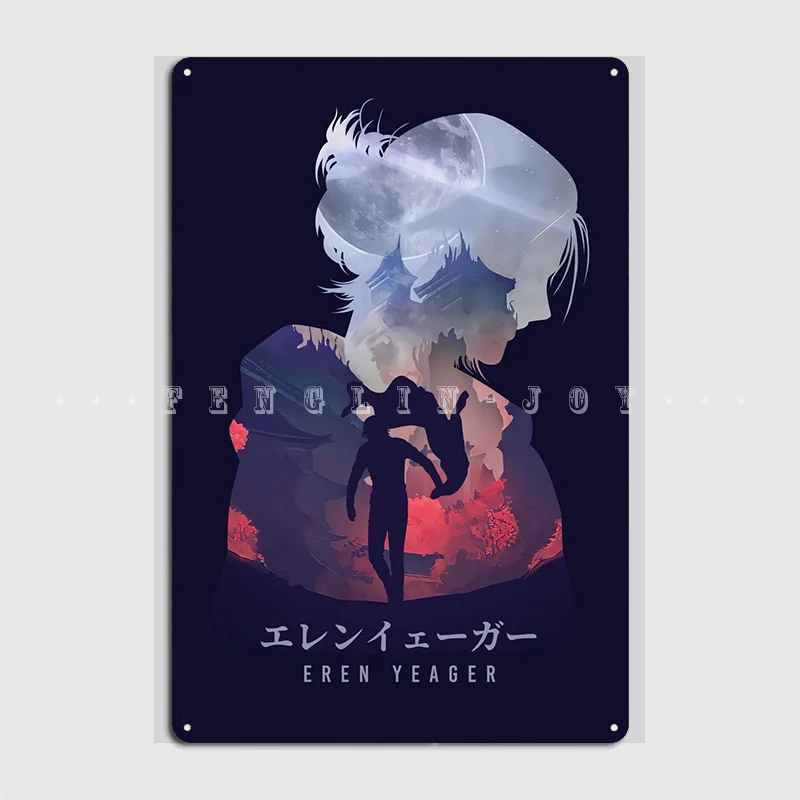 

Eren Yeager Metal Sign Wall Mural Pub Garage Designing Wall Decor Tin Sign Poster