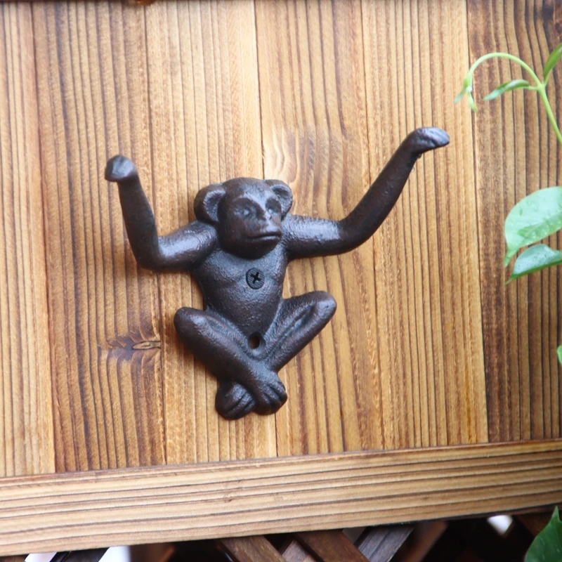 Monkey Decoration Hook Wall Hanging Porch Storage Key Rack Personality Coat Hook Wrought Iron Ornaments Crafts