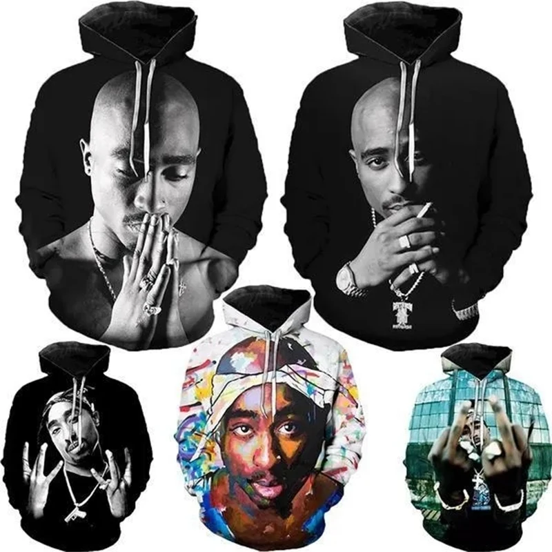 

Толстовка Rapper рок певица Тупак Шакур с 3D принтом Мужская и Женская Популярная модная Толстовка Свитшот хип-хоп Уличная одежда куртка
