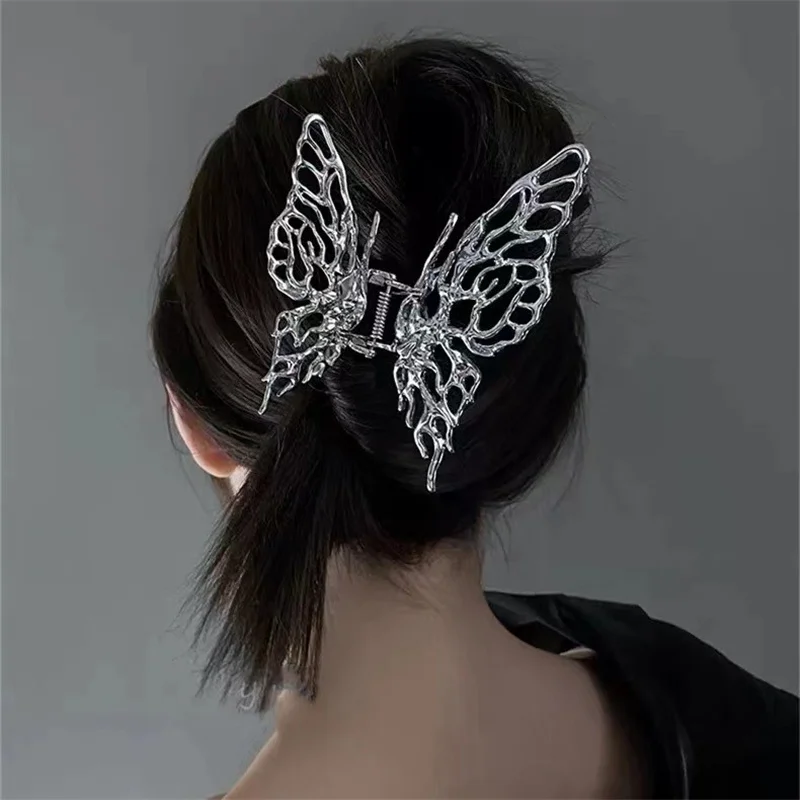 

Женская заколка для волос в виде бабочки, серебристого цвета