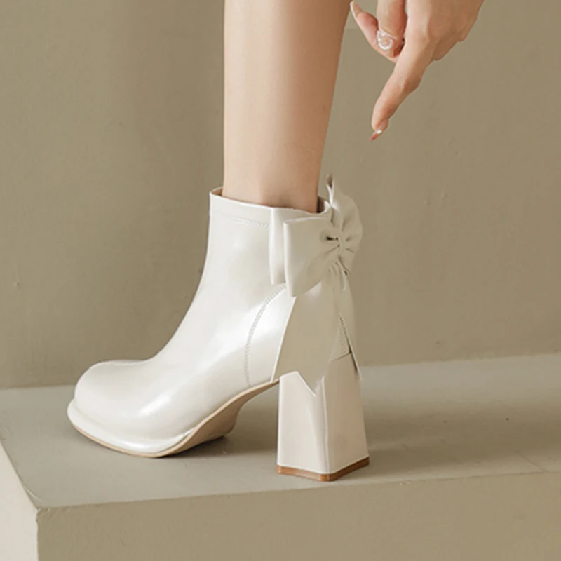 Новинка 2022 ботинки челси с бантом-бабочкой обувь на высоком каблуке зимняя