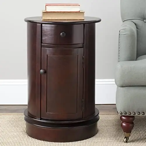 

Homes Collection Tabitha Dark Cherry Oval Swivel Storage End Table