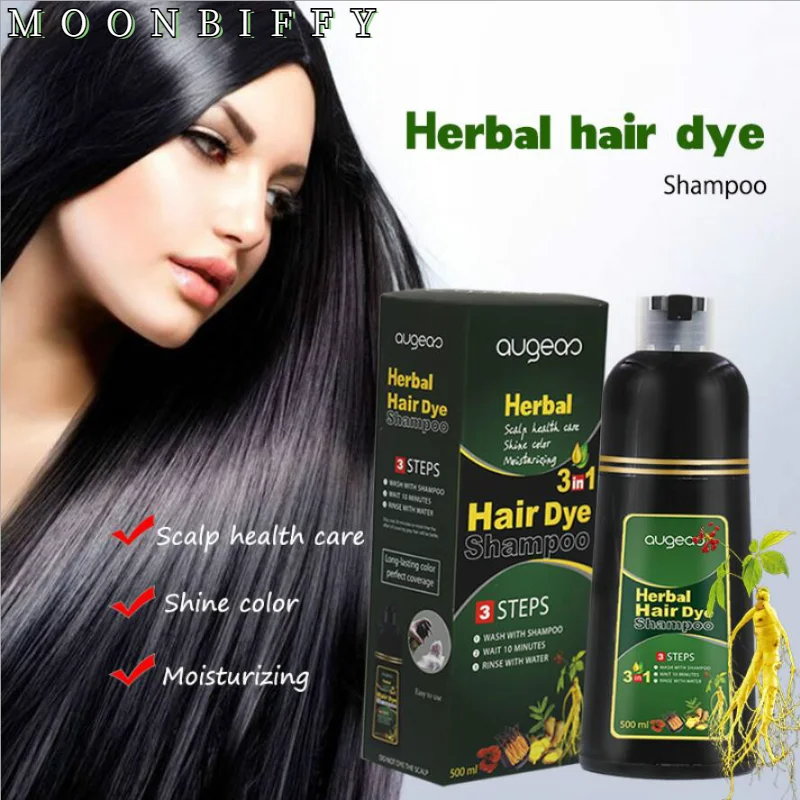 

Herbal 500ml Natural Plant Conditioning Hair Dye Black Shampoo Fast Dye White Grey Hair Removal Dye Coloring Black Hair