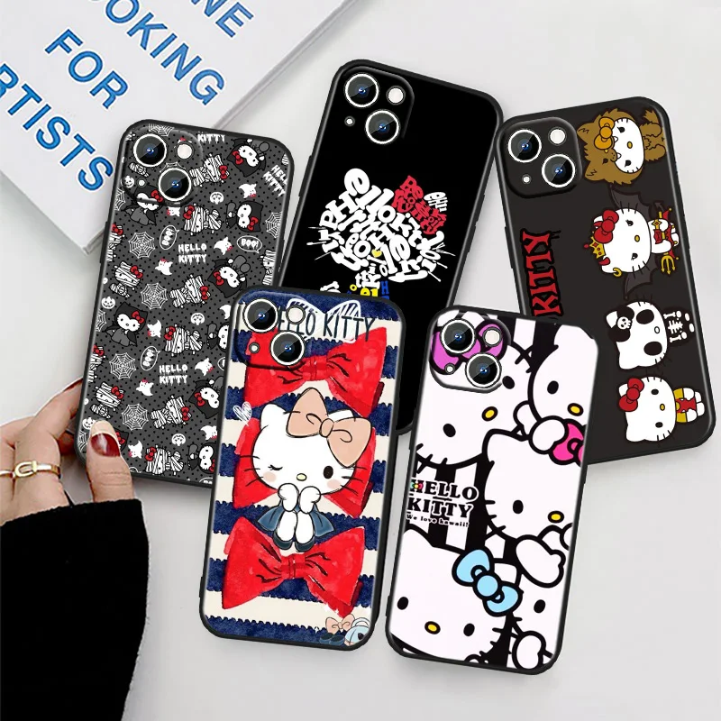 

Hello Kitty Cute For Apple iPhone 11 Phone Case 14 13 12 XS XR X 8 7 6 6S 5 5S SE Pro Max Plus mini Black Cover