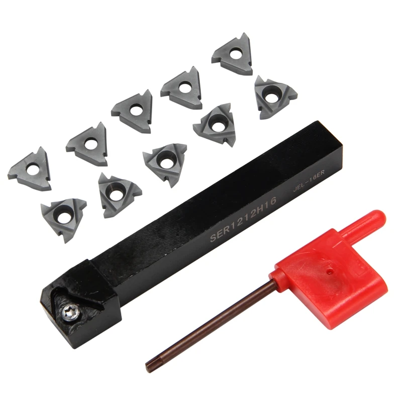 

1Pc Ser1212H16 Cnc Boring Bar Holder +10Pcs 16Er Ag60 Turning Inserts With Wrench For Lathe Turning Tool Set