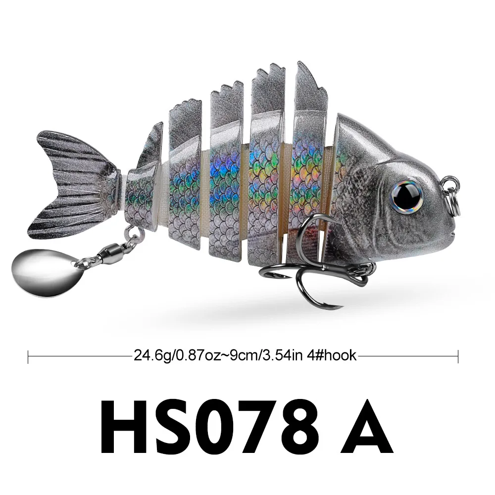 Искусственная приманка Sunfish Swimbait с 6 сегментами и вращающейся лепестковой блесной, 9 см, 24,6 г, имитация для ловли судака, окуня, для пресноводной и морской рыбалки (art.: 3920dc53780bd) - 3920dc53780bd