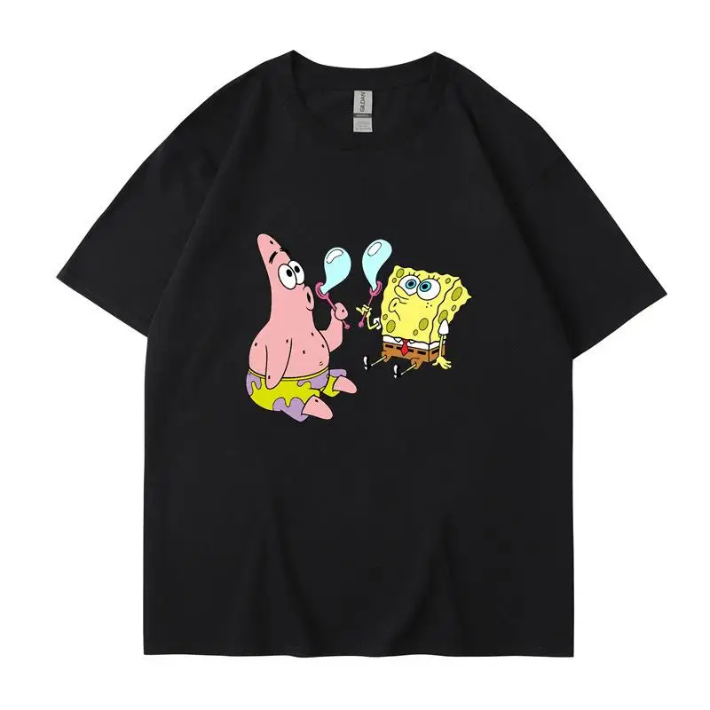 

Kawaii SpongeBob Clothes Cartoon Cute Anime T-shirt Loose Casual Short T-shirt Short-sleeved Couple Wear Harajuku Hoodie