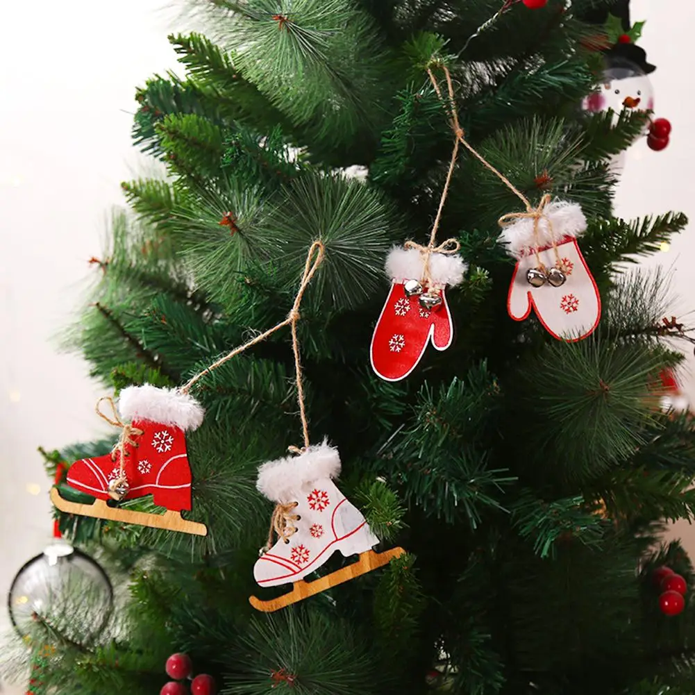 

Wooden Gloves Boots Window Pendant Exquisite Christmas Tree Hanging Ornaments Xmas Decor Home Festival Decoration Accessories
