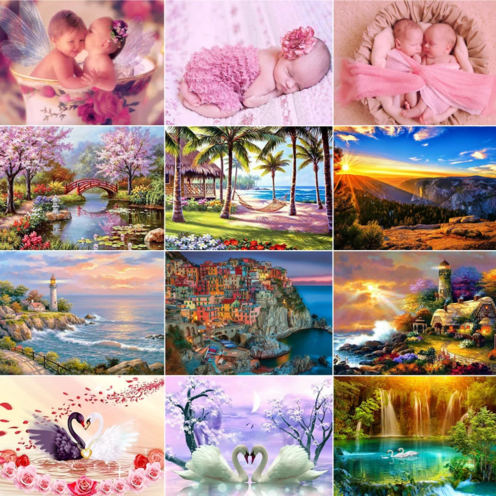 

Алмазная мозаика «сделай сам» с изображением пейзажа, мозаика для вышивки младенцев, полное сверление, лебедь, украшение для дома, подарок