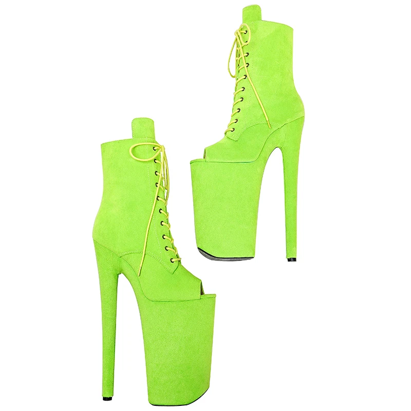 Leecabe  26CM/10inches Suede Upper   sexy exotic High Heel platform party open toe  shoes Pole Dance boot