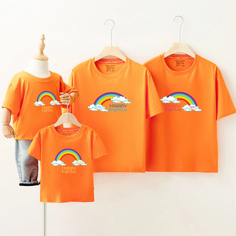 

2023 Rainbow Family Matching Outfit Dad Mom and Me Family Shirt Fashion Baby Bodysuits Brother Sisters Family Life Outfits Look