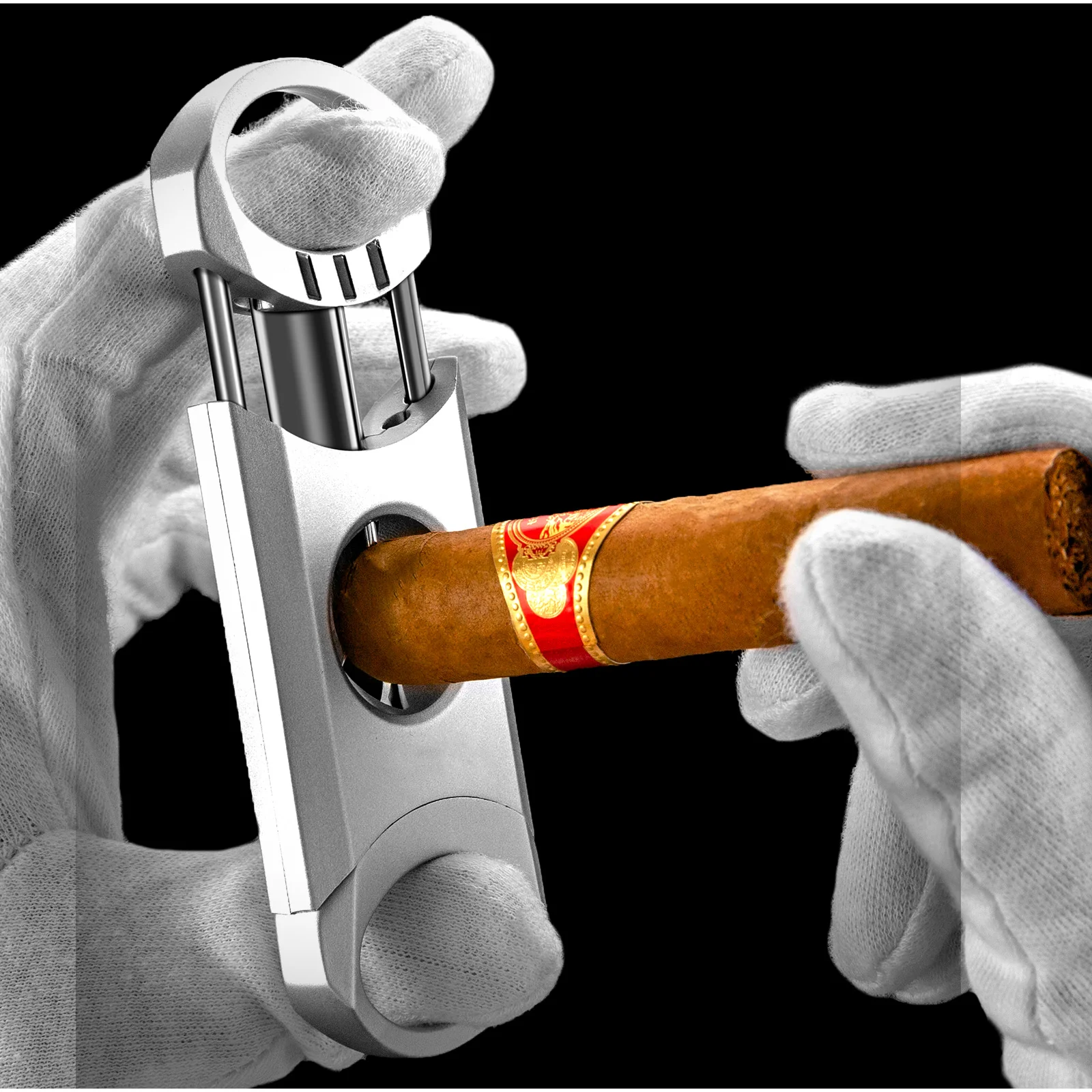 Luxury Cigar Cutter Guillotine Sharp Stainless Steel V Cut Cigar Cutter Scissor Portable COHIBA Cigar Smoking tool With Gift Box