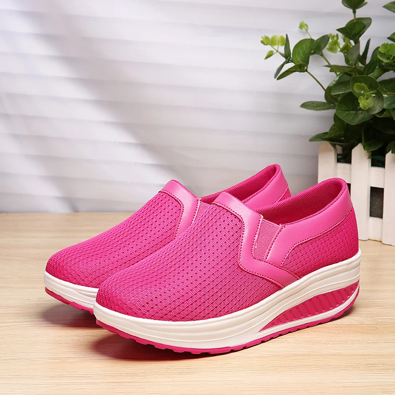 Women's Sneakers Wedges Casual Lightweight Shake Shoes Walking Increase Platform Four Slip-on Casual Shoes
