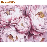 ruopoty painting by number flowers drawing on canvas handpainted art gift diy pictures by number lotus kits home decor
