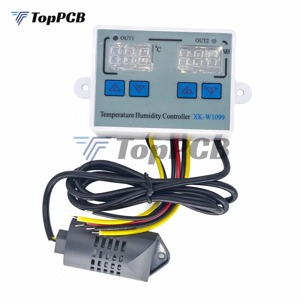 

XK-W1099 Dual Display Digital Temperature Humidity Controller AC 110-220V Thermostat Humidistat Regulator Incubator