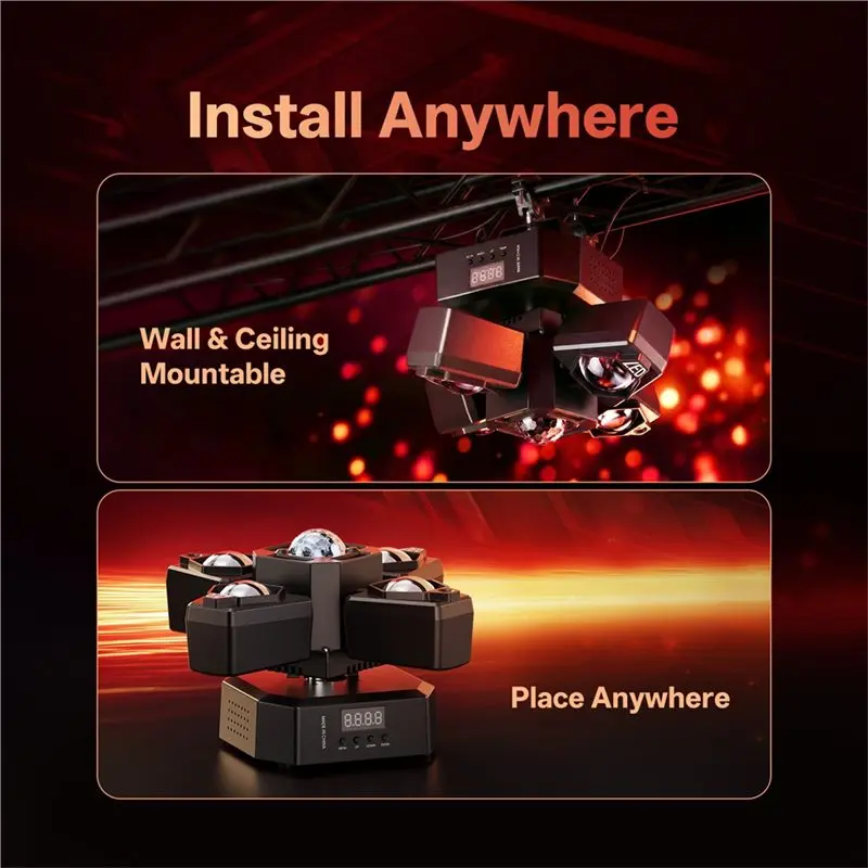 Фото Светодиодный диско-светильник A80I DMX Control 70W 4- Magic Ball, RGBW LED DJ-лампа с пультом ДУ для дискотек, вечеринок, баров, вилка EU №4