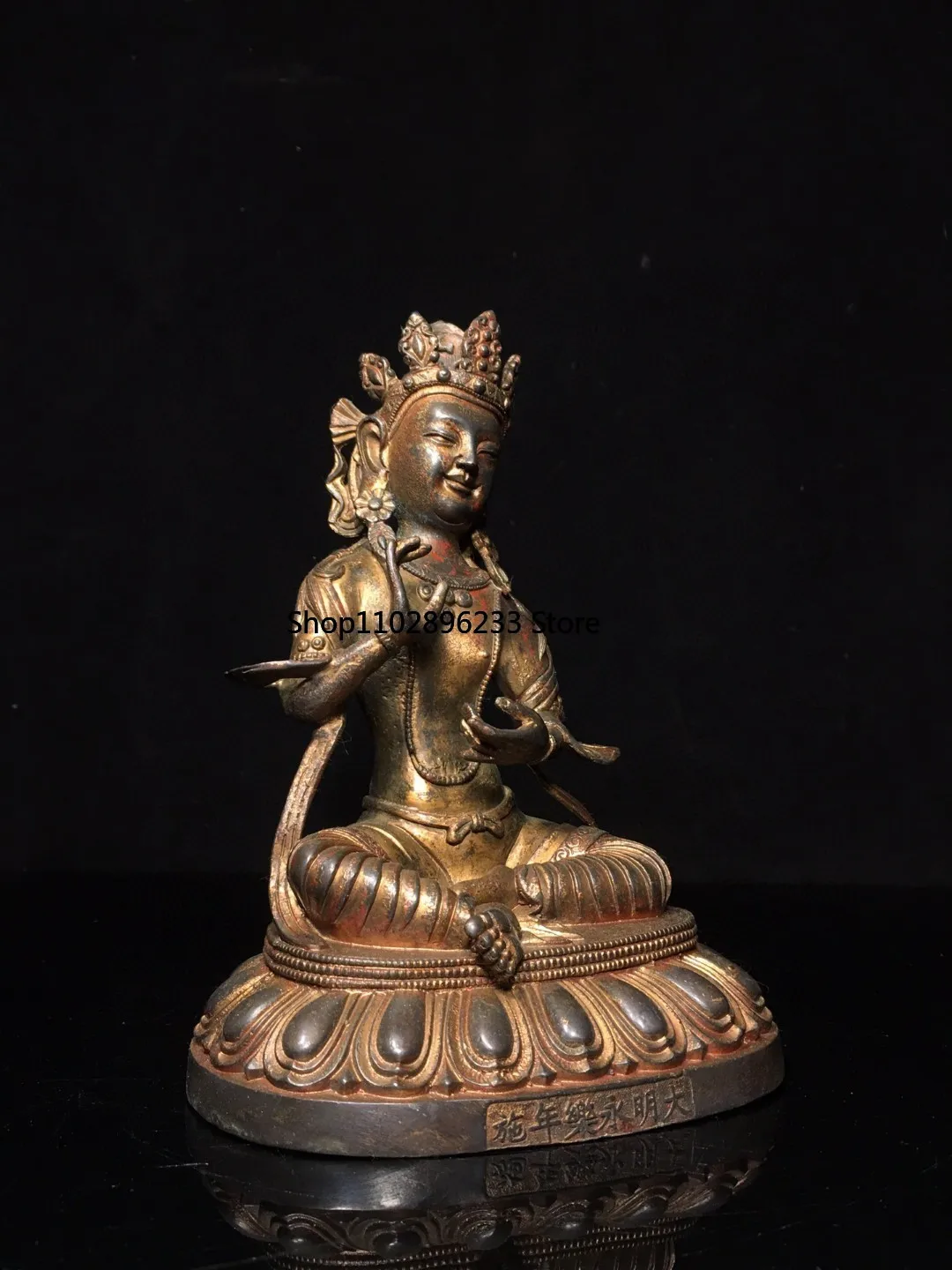 Тибетская латунь киноварь окрашенная грязью золото Будда Майтрейи Тара Гуаньинь