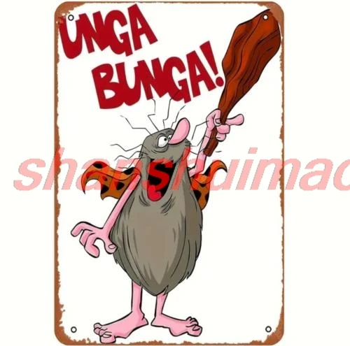 Винтаж Капитан пещерного человека! Металлический знак настенный декор размером