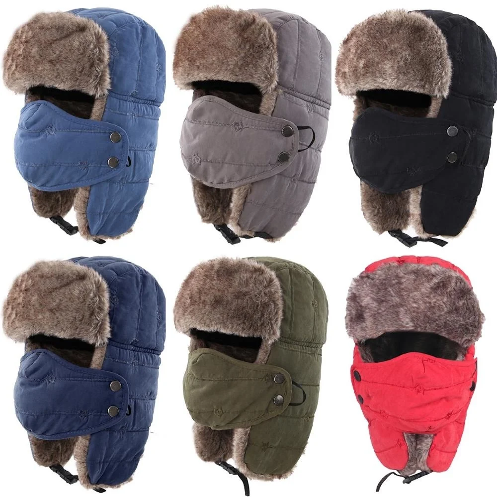 

Connectyle Men's Warm Cunky Trapper at Removable Windproof Winter Russian ats wit Mask Usanka at