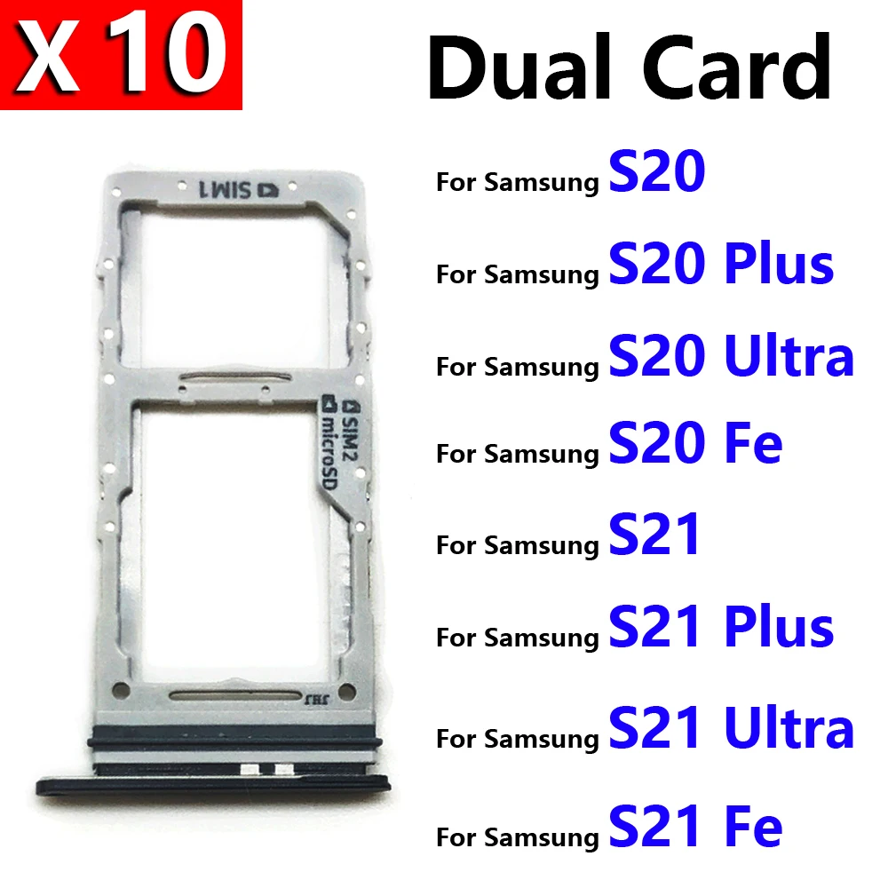 

10Pcs/Lot, Original SIM Card Tray Slot Holder Adapter Accessories For Samsung Galaxy S21 S20 Plus Ultra Fe Replacement Parts