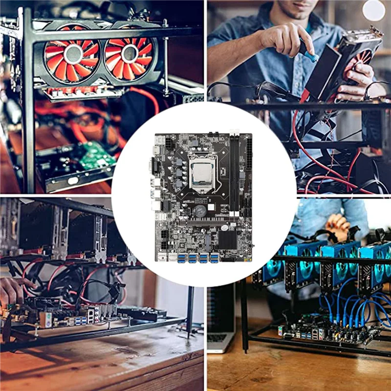

B75 USB BTC Mining Motherboard+CPU+Fan+2X4G DDR3 RAM+120G SSD+SATA Cable+Switch Cable 8XPCIE USB3.0 LGA1155 ETH Miner