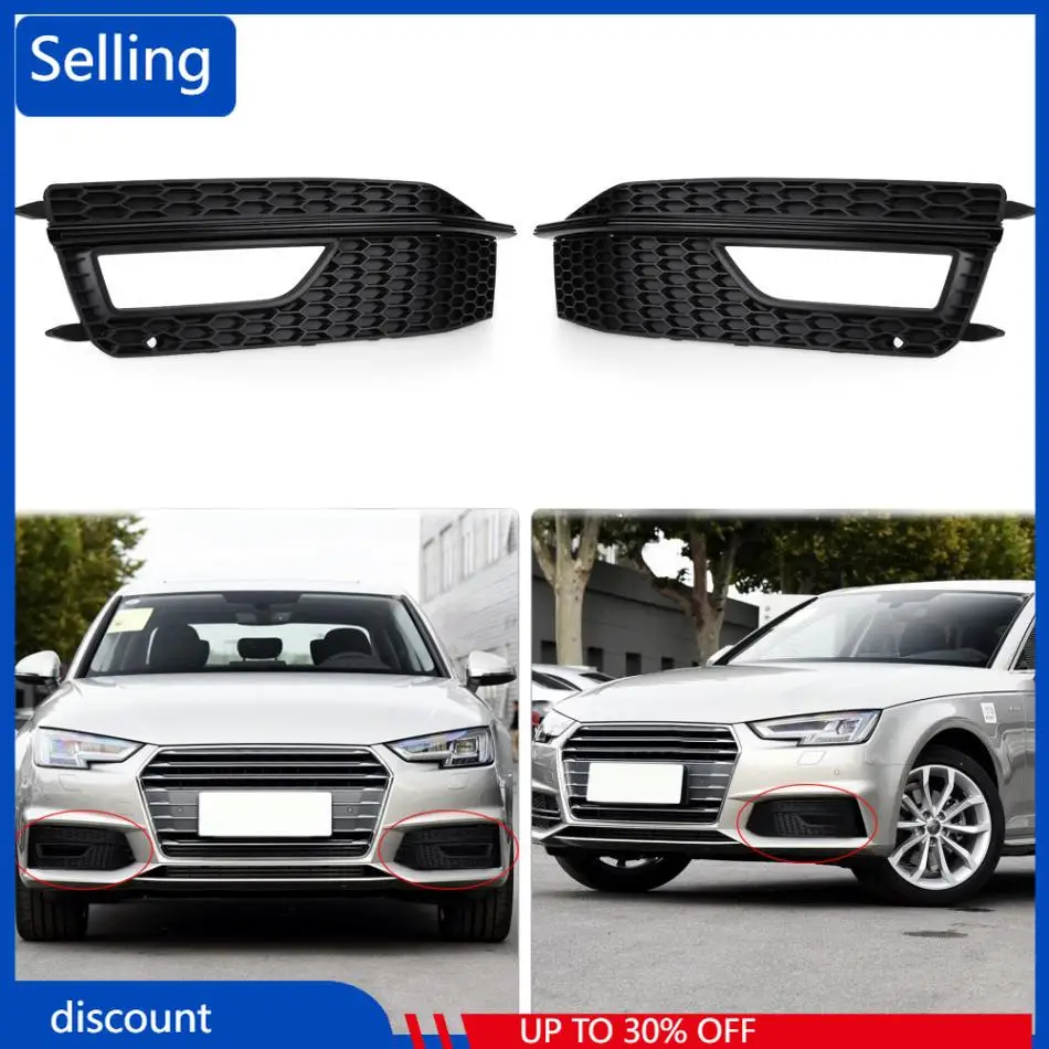 

Pair of Front Lower Bumper Fog Light Cover Grill Grille for Audi A4 S-Line S4 13-15 Matte Black 2018 Car Accessories fast ship