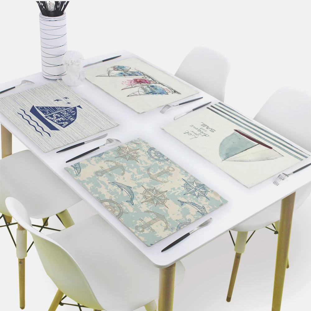 

Nautical pattern table mat cute cartoon coaster bowl coaster animal print kitchen placemat home decor