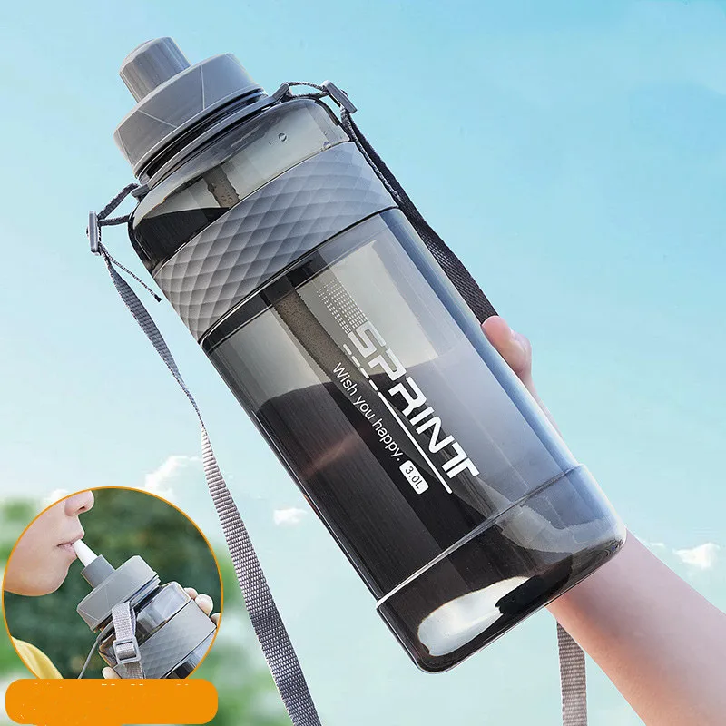 

2L Sport Water Bottles Portable Gym Anti-fall Leak-proof Large Capacity Fitness Kettle Plastic Drink Bottle BPA Free