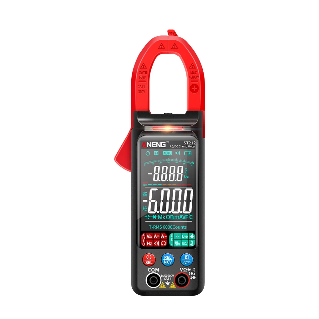 

ANENG ST212 Clamp Multimeter Digital Display Backlight Tester Electronic Continuity Detector Auto-ranging Meter Red