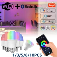 voice control smart wifi bluetooth rgbcw wifi light bulb dimmable led magic lamp 85v 265v work with alexa google home smartthing
