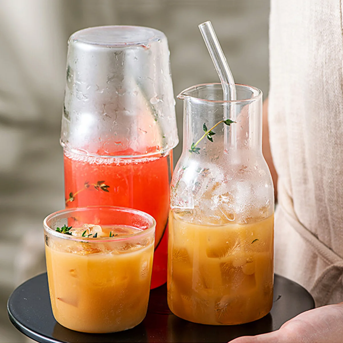 

Water Pitcher Bedside Cup Set Night Bottle Pot Tumbler Jug Tea Nightstand Kettle Clear Pitchers Breakfast Coffee Mouthwash Lid