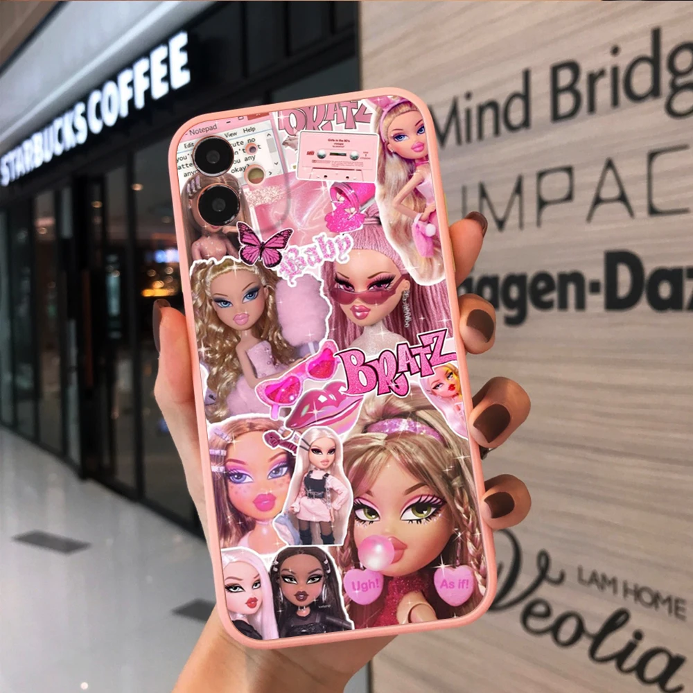 colorful bumper shockproof for iphone 13 8 7 plus 12 mini 11 pro max xr x xs covers flame hot sale lovely doll bratz phone cases free global shipping
