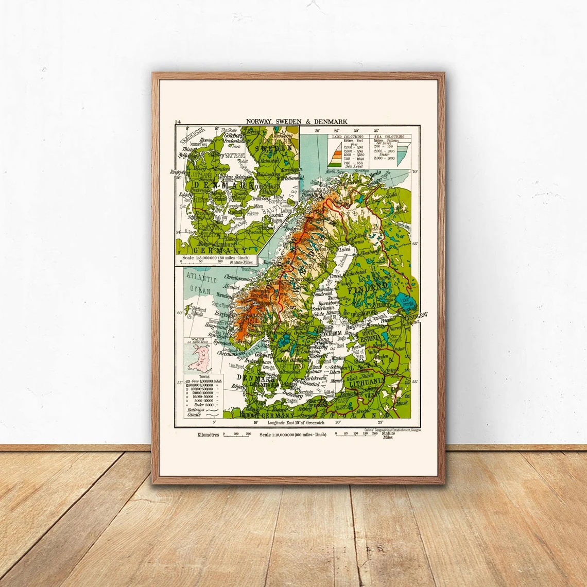 Винтажная карта Скандинавии-винтажная Дании винтажная Карта Швеции Норвегии