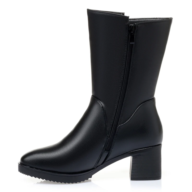 AIYUQI Women Winter Boots Warm 2023 New Wool Fashion Dress Ladies Half Boots Large Size Heel Non-slip Women Mid Boots